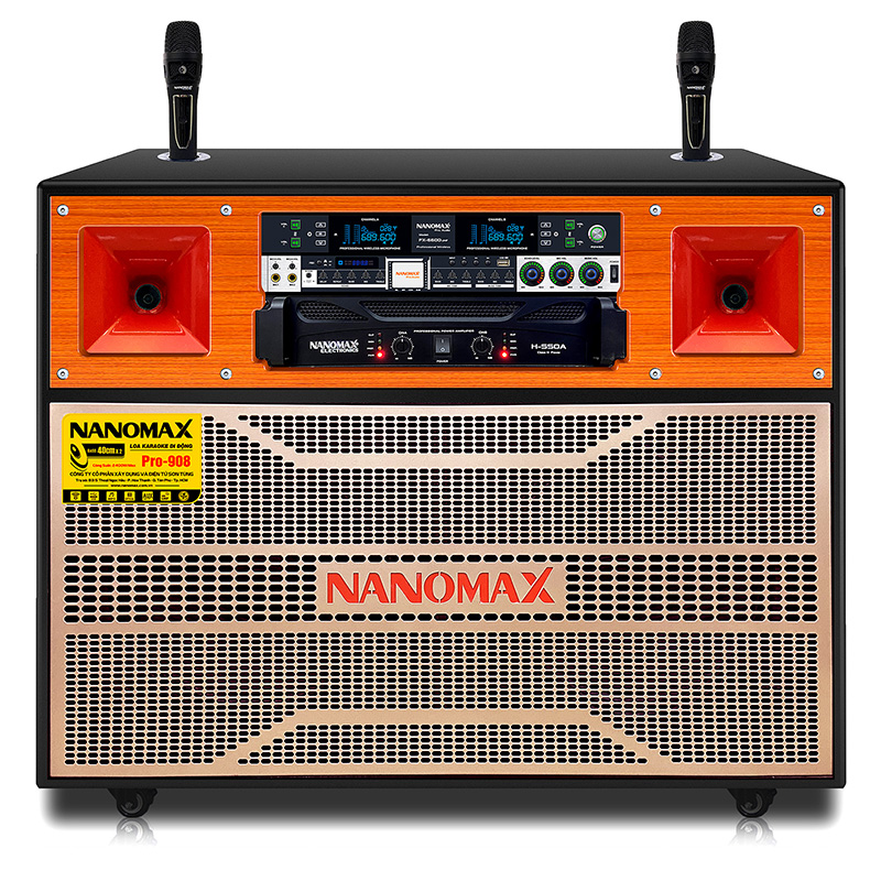 Loa Kéo Điện Nanomax Pro-908 Bass Đôi 40cm Công Suất 2400W Karaoke