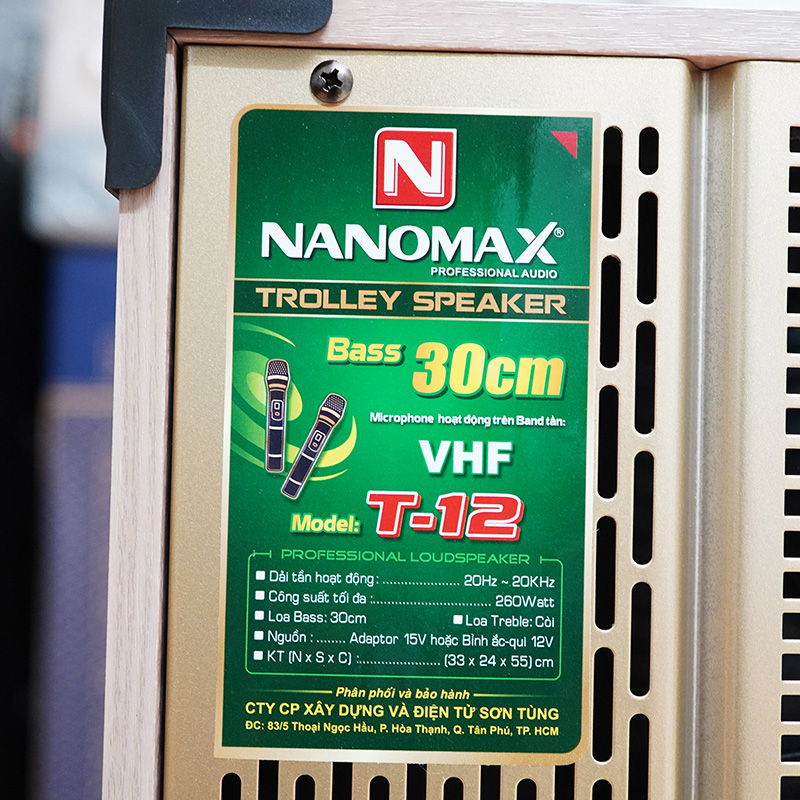 Loa kéo karaoke mini nanomax t-12 vàng trắng 12