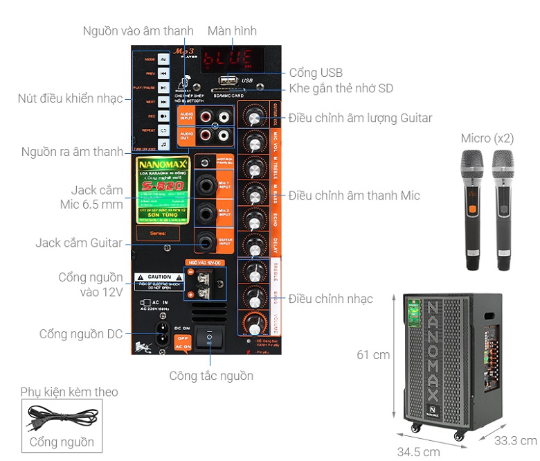 Loa kéo karaoke Nanomax S-820