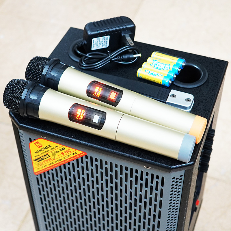 Loa kéo karaoke mini nanomax s-8c lưới xám 13